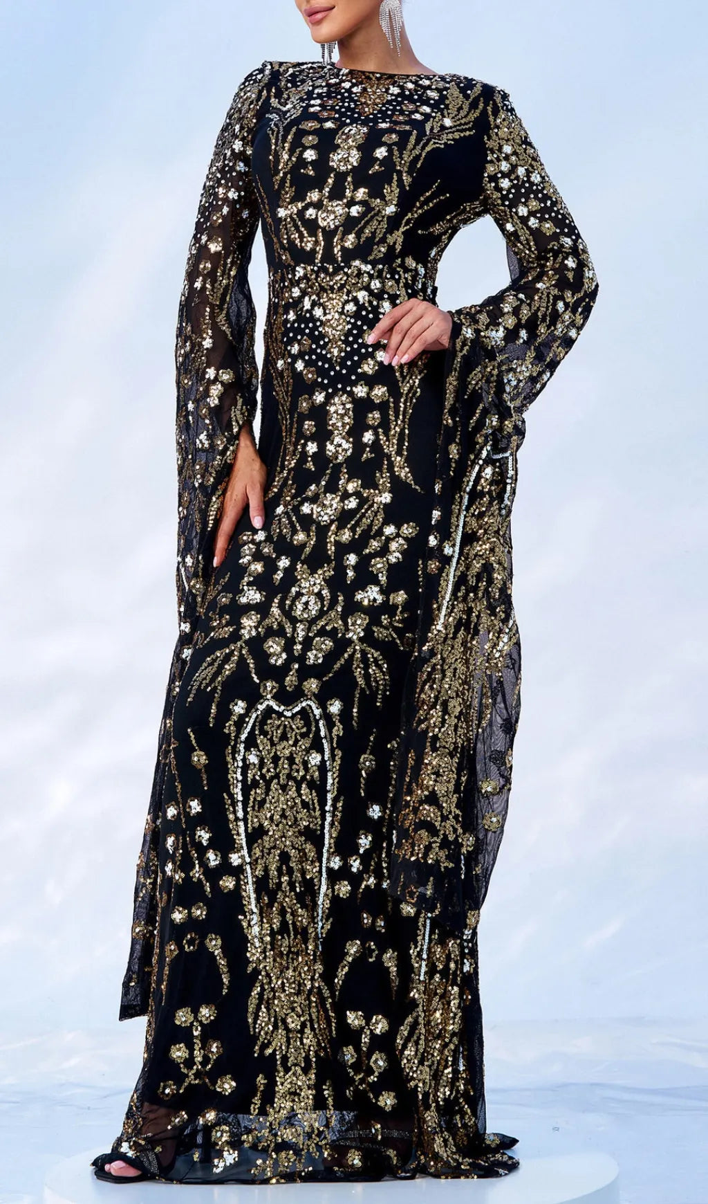 Cicely Gold Sequin Maxi Dress Flowering Girl