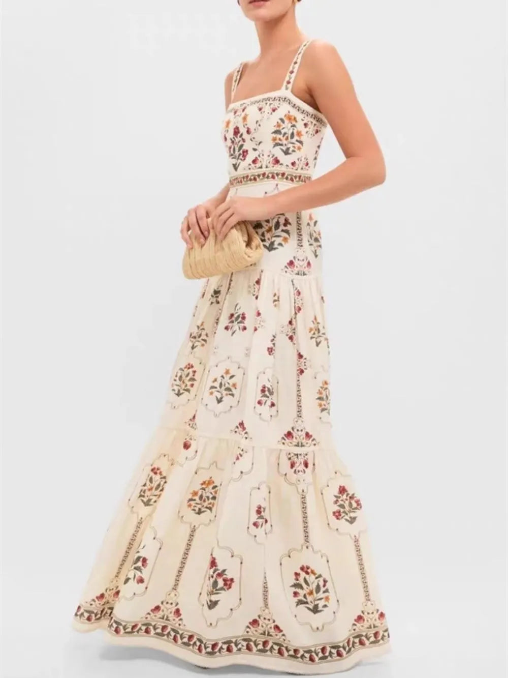 Meabh Strappy Printed Maxi Dress Flowering Girl