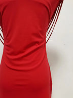 Red Stretch Jersey Or Crepe Fitted Column Dress Flowering Girl