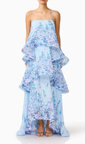Lael Blue Floral Printed Maxi Dress Flowering Girl