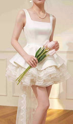 Kiki White Lace Bow Mini Dress Flowering Girl