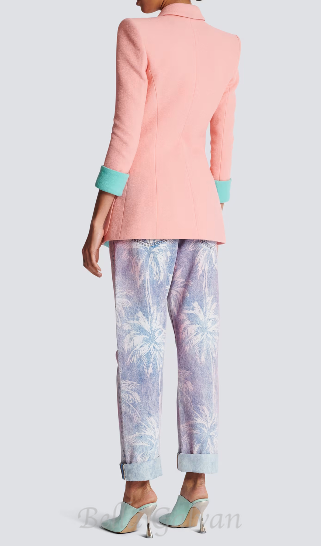 1-button double crepe two-tone jacket Flowering Girl