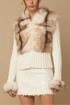 Laetiecia Faux-Fur Ribbed-Knit Jacket Flowering Girl