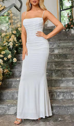 White Draped Corset Maxi Dress Flowering Girl