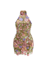 Ursula Floral Print Halter Neck Mini Dress Flowering Girl