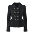 Textured knit jacket skirt suit in black Flowering Girl