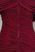 Burgundy Mesh Mermaid Evening Gown Flowering Girl