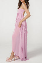 Lace Irregular Maxi Dress In Purple Flowering Girl