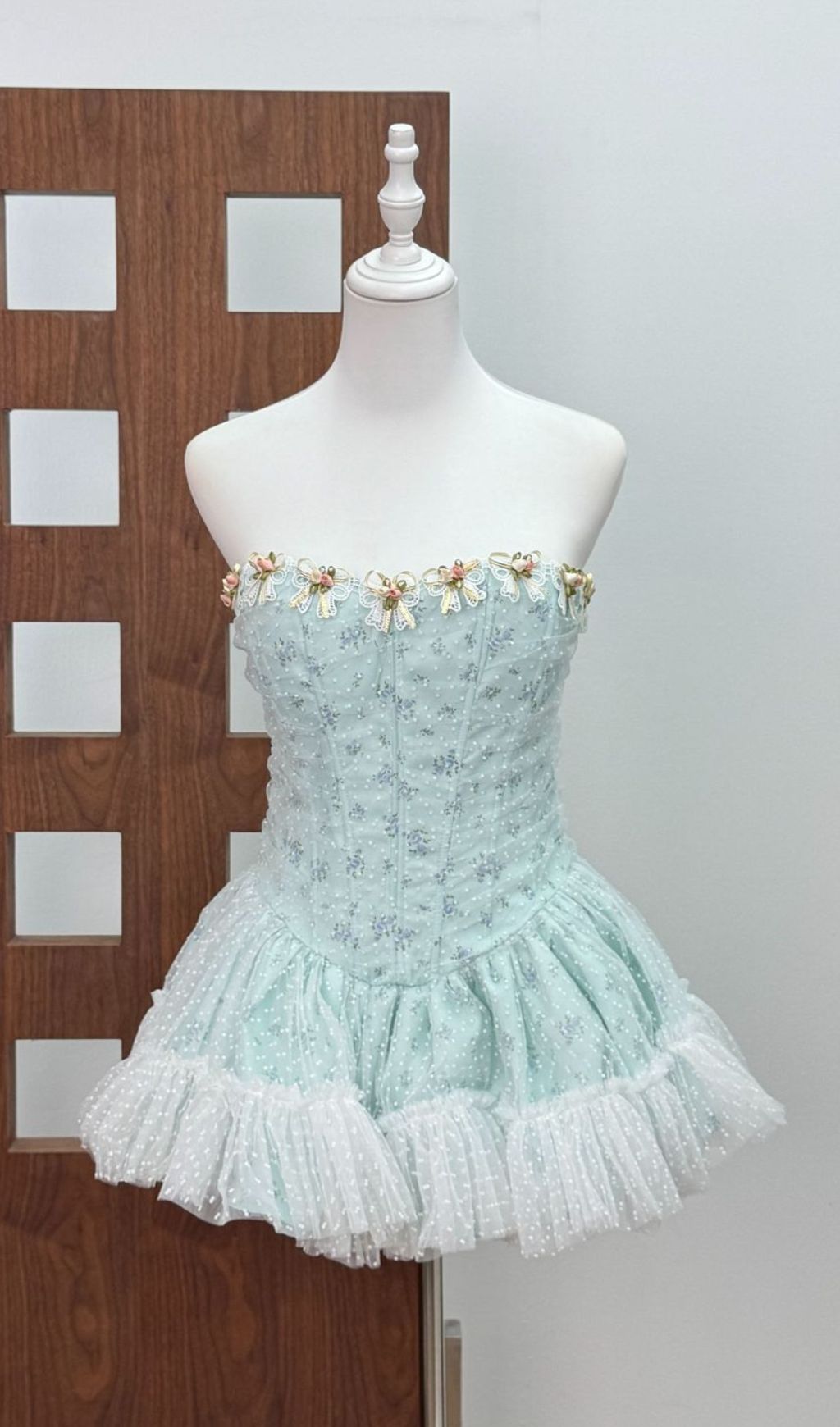 Jaylynn Blue Floral Corset Mini Dress Flowering Girl