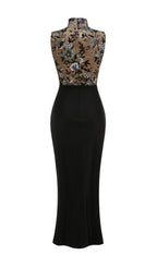 Germán Sleeveless Flower Sequin Maxi Dress Flowering Girl