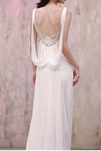 White Sleeveless Square Neck Mermaid Wedding Dress With Train Flowering Girl