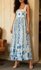 Libra Blue Printed Maxi Dress Flowering Girl