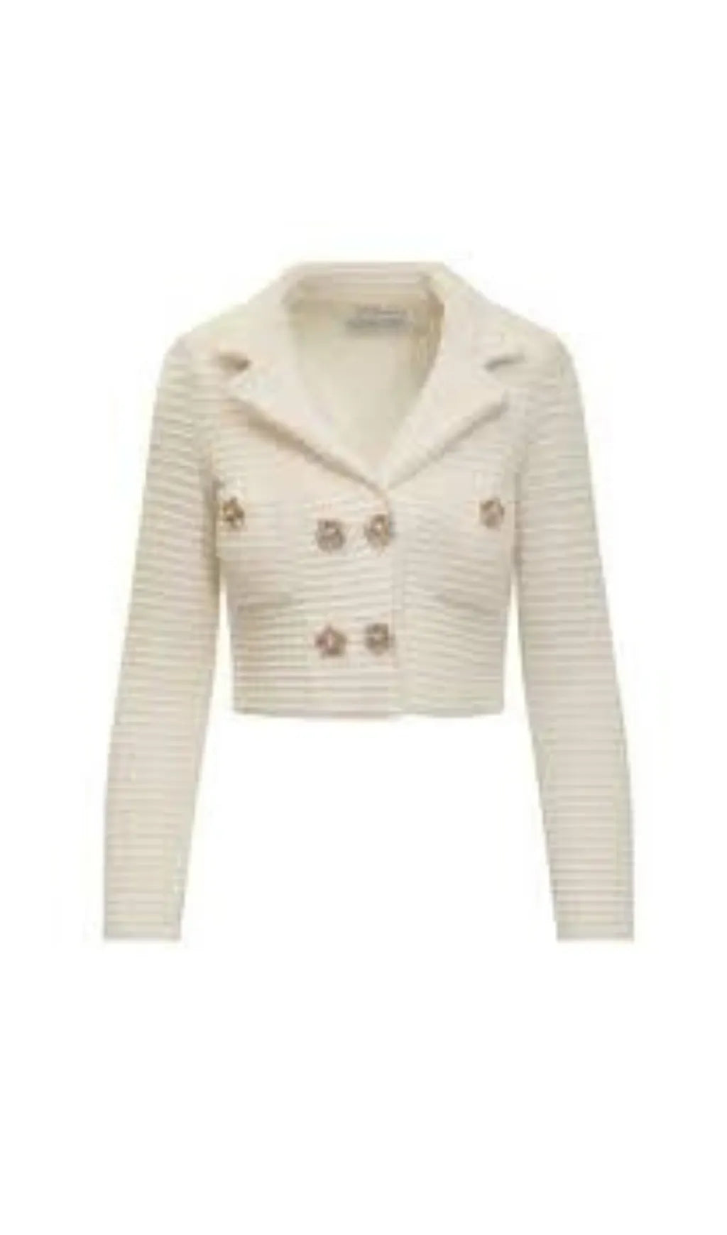 CREAM SEQUIN TEXTURED KNIT JACKET Flowering Girl