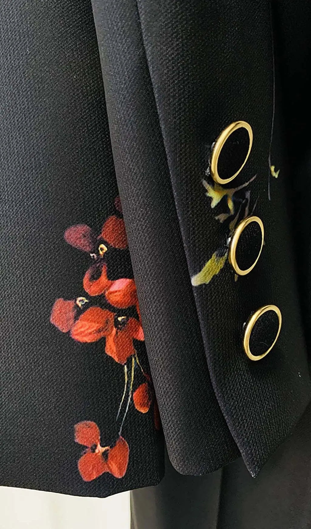 Printed Button Jacket Suit In Black