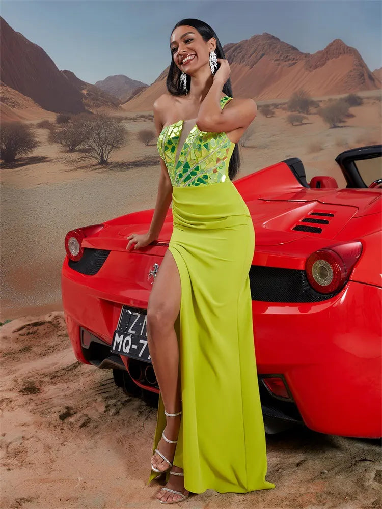 Mayten Green One-Shoulder Backless Gown Flowering Girl