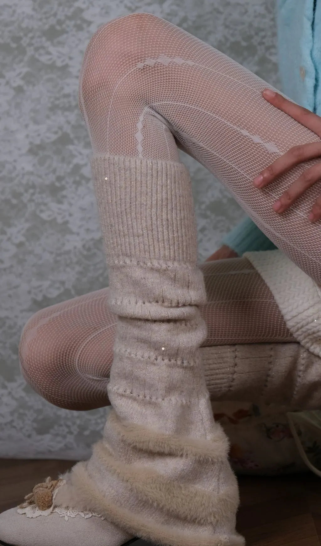 White Tights & Loose Socks Set Flowering Girl