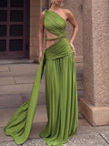 Green A-Line Gown Flowering Girl