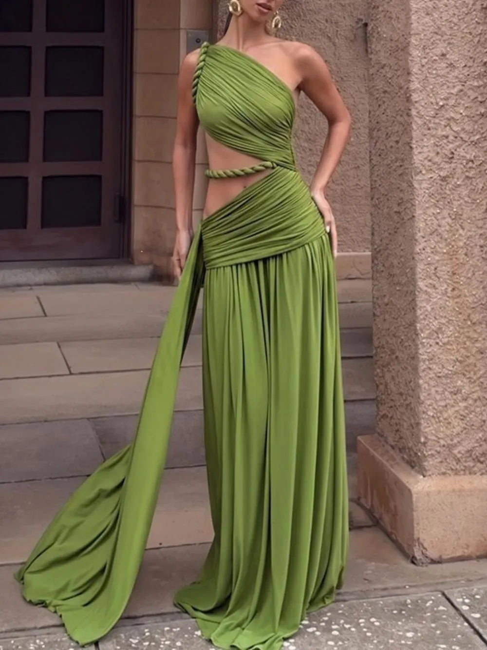 Green A-Line Gown Flowering Girl