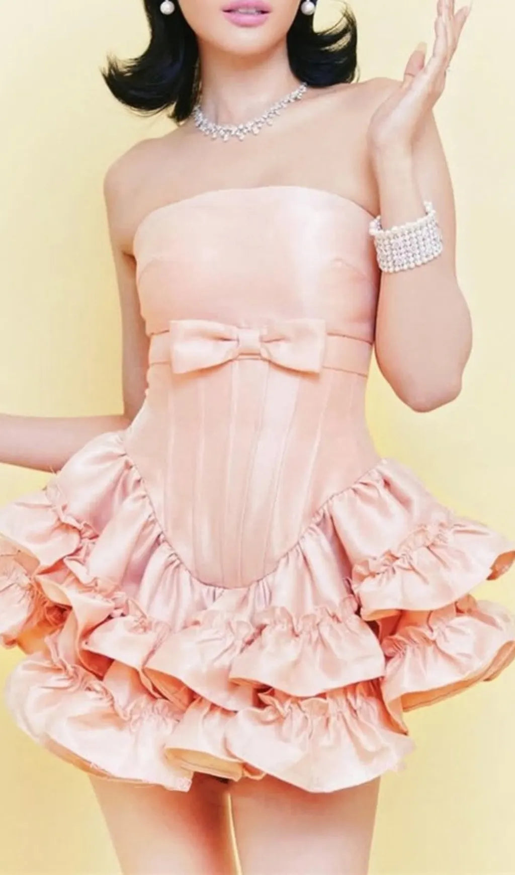 Demelza Pink Strapless Corset Mini Dress Flowering Girl