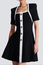 Two-Tone A-Line Knit Dress Flowering Girl