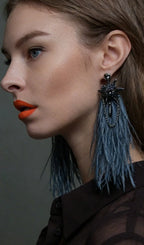 Katerine Feather Earrings Flowering Girl