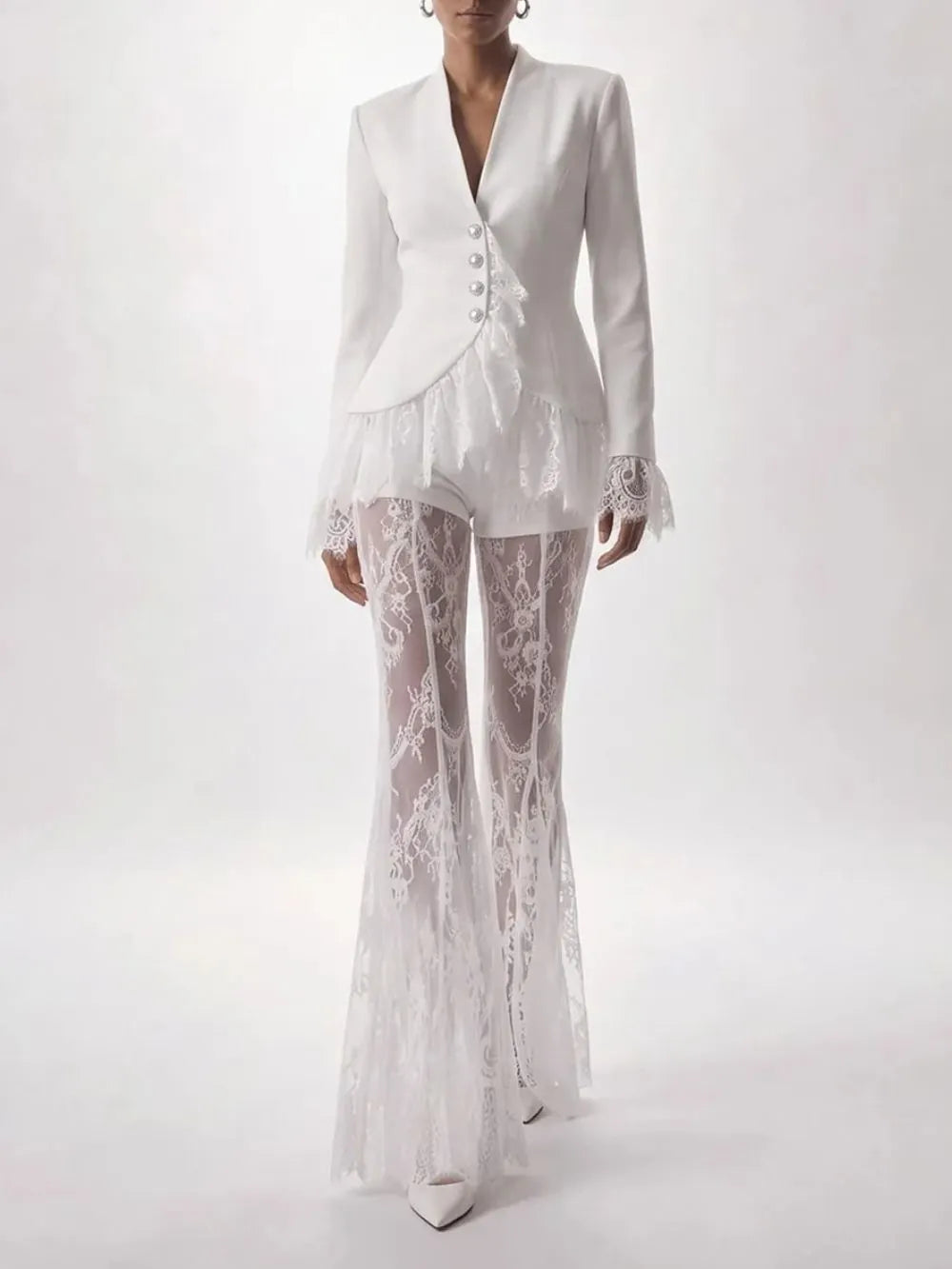Imselle Lace Flared Pants Set Flowering Girl