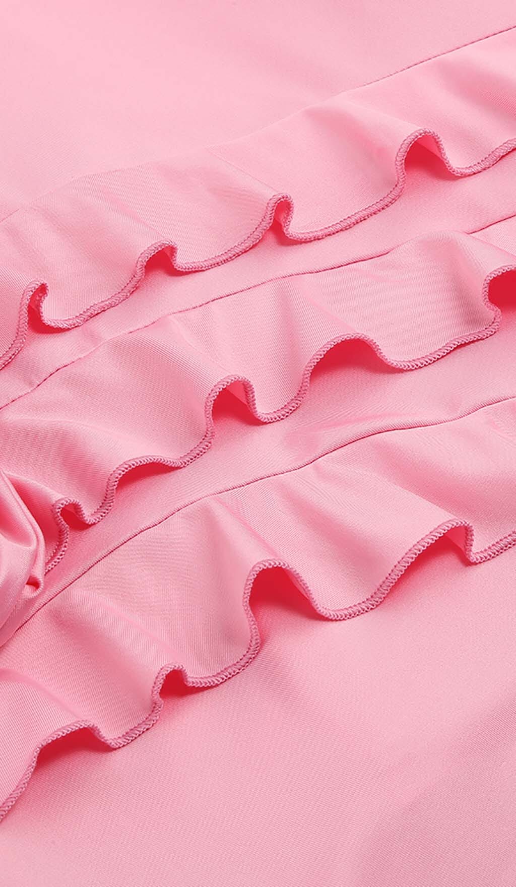 Rose-Detail Ruffled Mini Dress In Pink