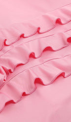 Rose-Detail Ruffled Mini Dress In Pink