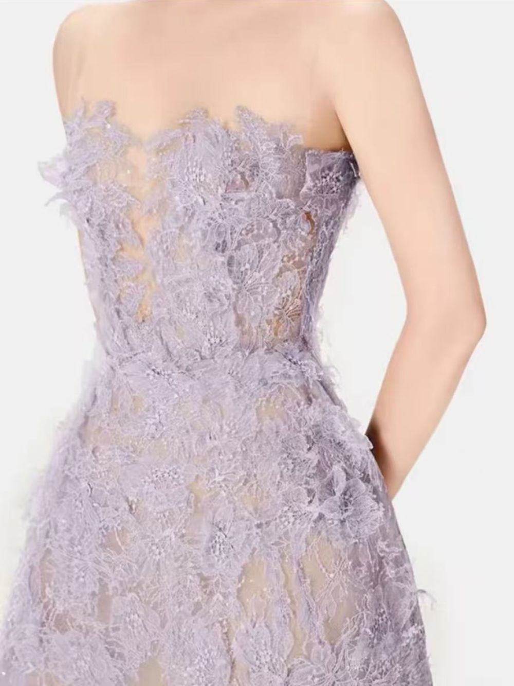 Allyson Purple Floral Lace Embroider Midi Dress Flowering Girl