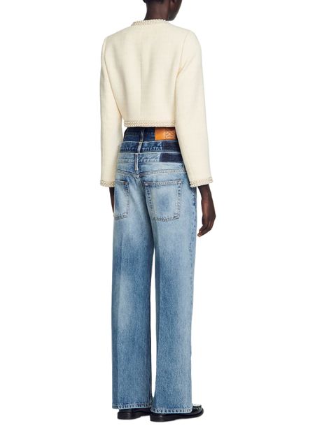 BEAD TRIM CROPPED TWEED JACKET Flowering Girl
