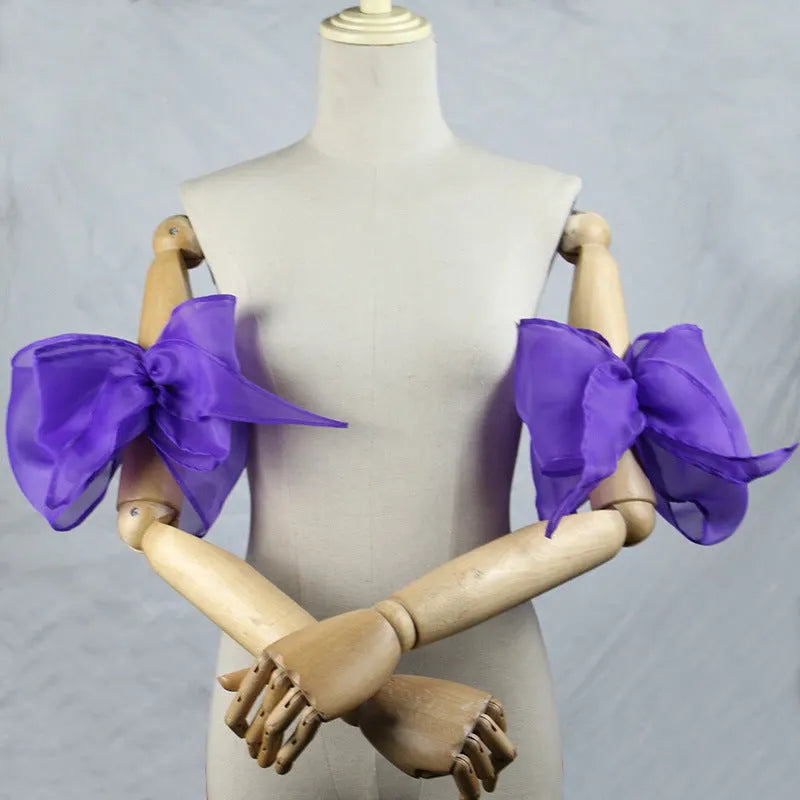 Organza Giant Bow Detachable Short Arm Cuffs Flowering Girl