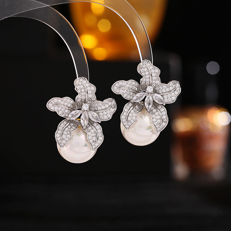 Lily Silver Pearl Earrings Flowering Girl