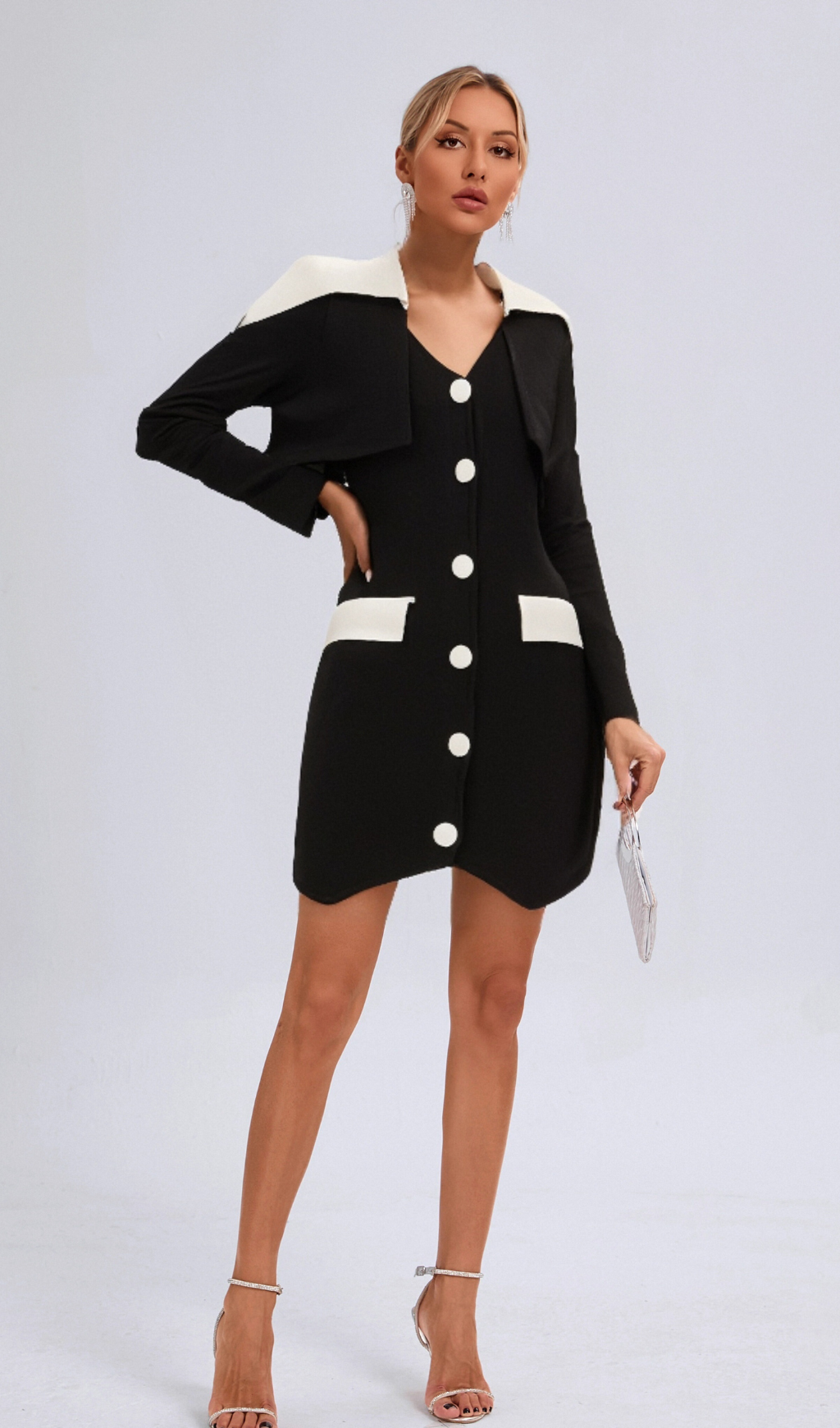Enora black contrast-color mini dress Flowering Girl