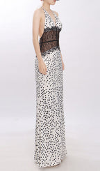 Jezziel Halter Lace Dot Maxi Dress Flowering Girl