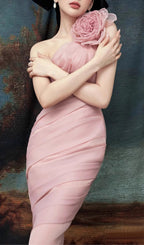 Alsatia Pink Flower Midi Dress Flowering Girl
