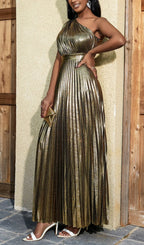 Bahia Gold One Shoulder Maxi Dress Flowering Girl