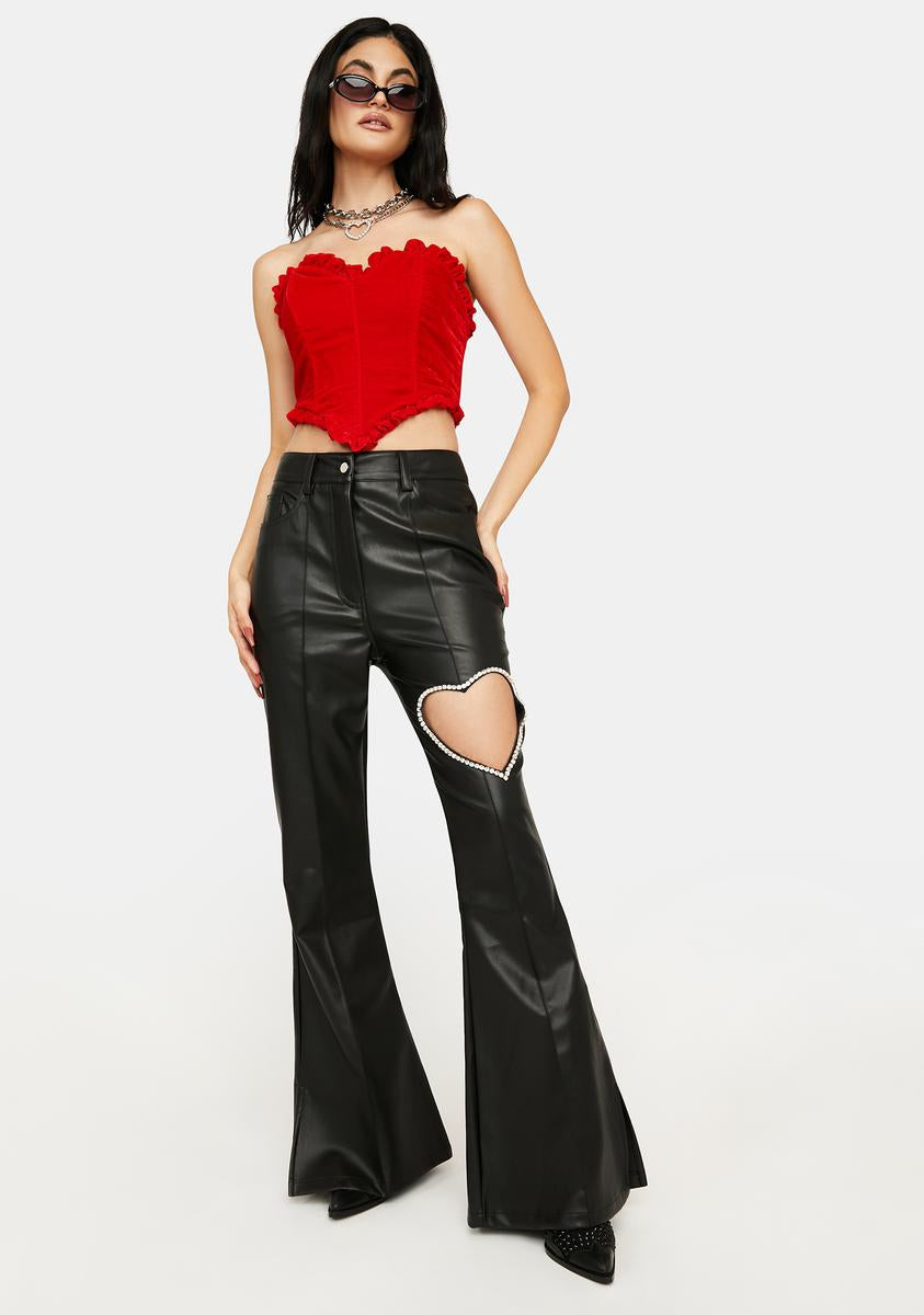 Velvet Heart Shaped Bustier Top Flowering Girl