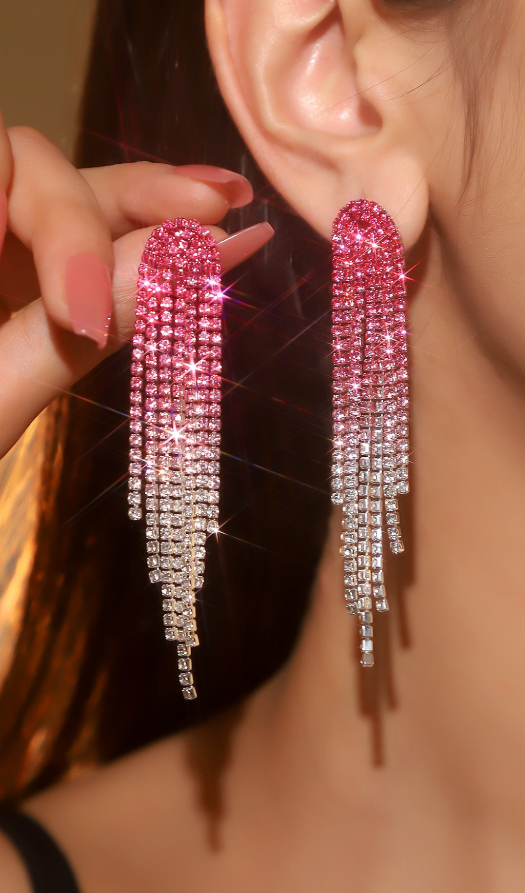 Denisa Rhinestone Tassel Earrings Flowering Girl
