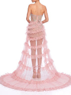 Sorevin Strapless Rhinestone High Low Dress Flowering Girl