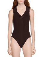 Ribbed Knit Polo Bodysuit Flowering Girl