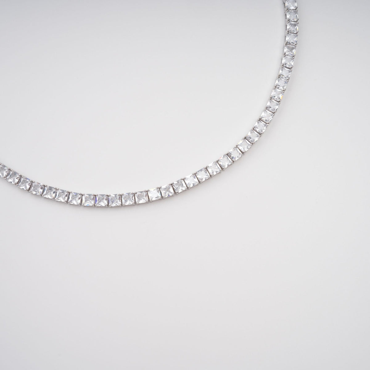 Avril Silver Tone Square Cut Crystal Embellished Necklace Flowering Girl