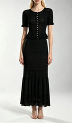 Kiely Black Knit Two-Piece Set Flowering Girl