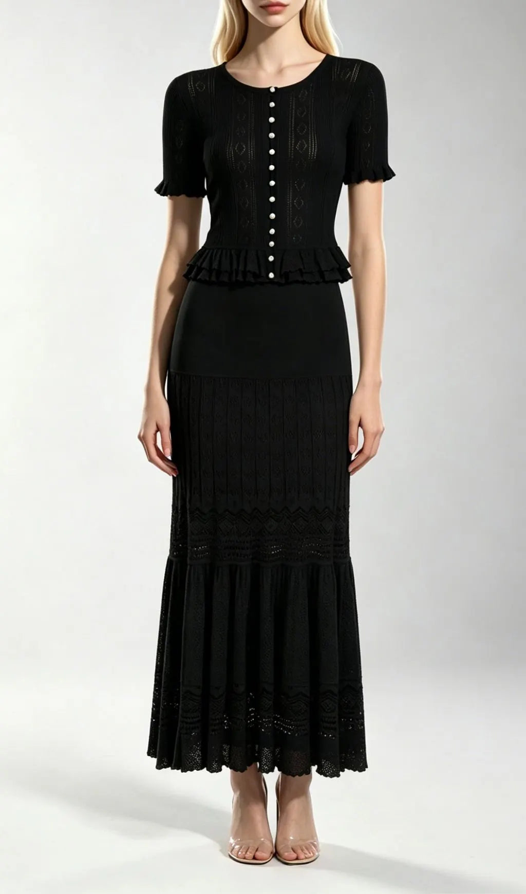 Kiely Black Knit Two-Piece Set Flowering Girl