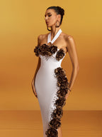 Sebastiane Halterneck Flower Bandage Maxi Dress Flowering Girl
