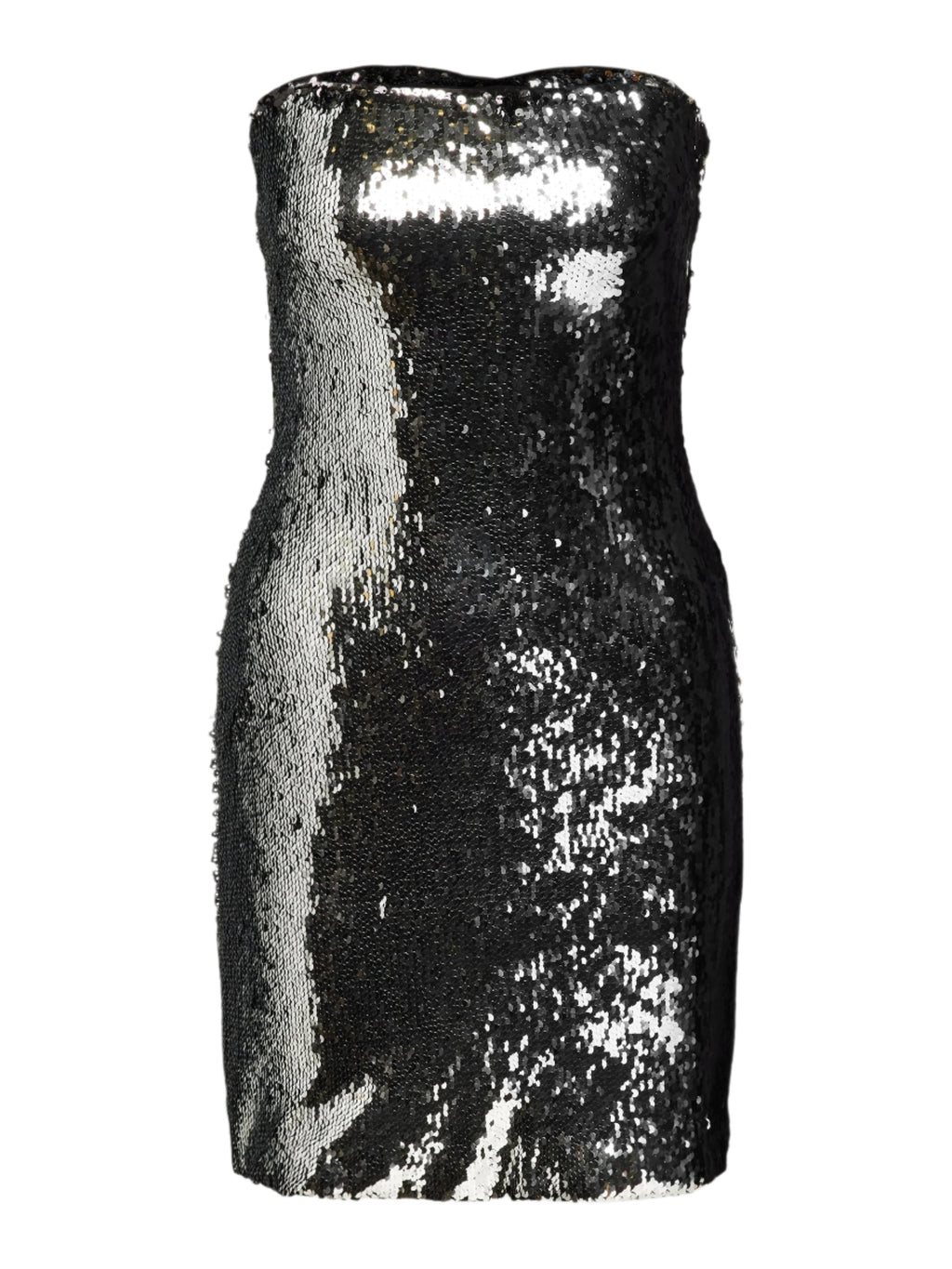 Off-Shoulder Sequin Embellished Mini Dress In Silver Flowering Girl