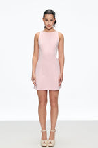 Bernice Pearl Bow Backless Mini Dress In Pink Flowering Girl