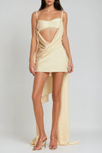 Teada Cutout Drape Mini Dress Flowering Girl