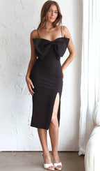 Bow Suspender Dress In Black Flowering Girl