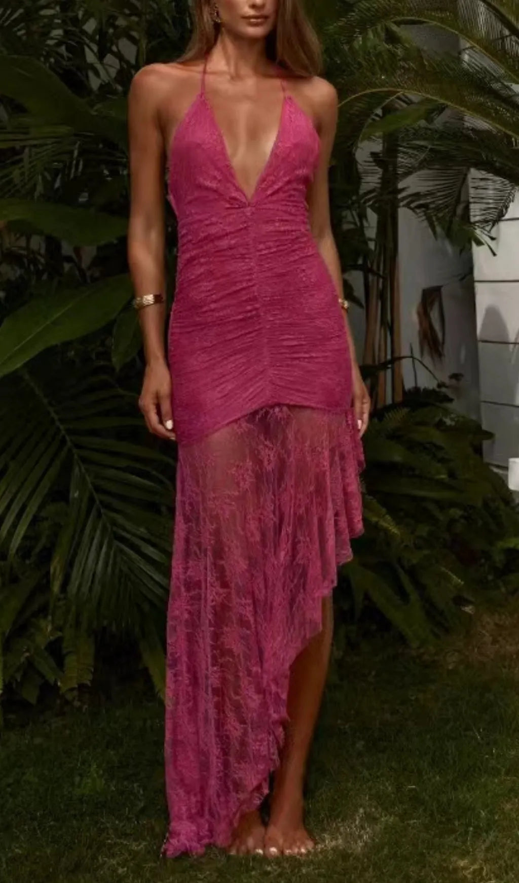 Bertha Rose Red Lace Maxi Dress Flowering Girl