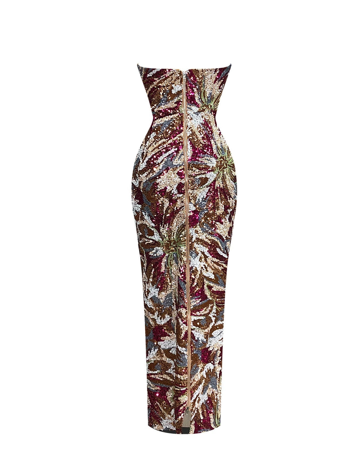 Vivien Fireworks Pattern Sequin Embroidery Strapless Maxi Dress Flowering Girl